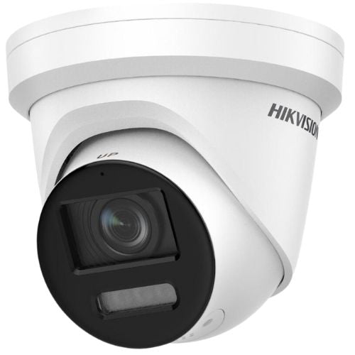 Image of a Hikvision DS-2CD2387G2-LSU/SL 8MP ColorVu Turret Camera with 4mm lens, active deterrents, audio, strobe light and full Liveguard functions