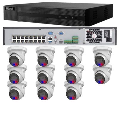 HiLook Camera and 16CH NVR package with 11x IPC-T269H-MU/SL Liveguard turret cameras