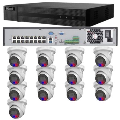 HiLook Camera and 16CH NVR package with 13x IPC-T269H-MU/SL Liveguard turret cameras