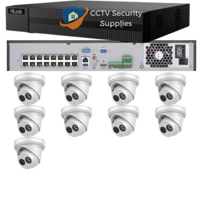 HiLook Camera and 16CH NVR package with 9 x IPC-T261-MU turret cameras