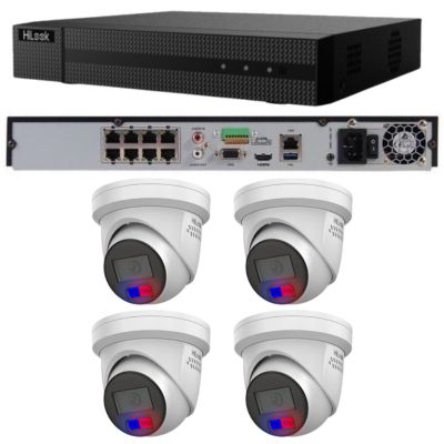 HiLook Home Security Camera and 8CH NVR package with 4x IPC-T269H-MU/SL Liveguard turret cameras