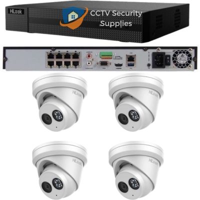 HiLook Camera and 8CH NVR package with 4 x IPC-T261-MU turret cameras