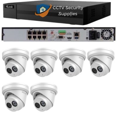 HiLook Camera and 8CH NVR package with 6 x IPC-T261-MU turret cameras