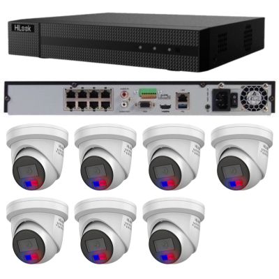 HiLook Camera and 8CH NVR package with 7x IPC-T269H-MU/SL Liveguard turret cameras