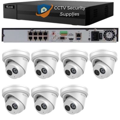 HiLook Camera and 8CH NVR package with 7 x IPC-T261-MU turret cameras