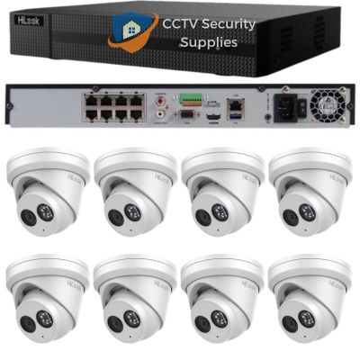 HiLook Camera and 8CH NVR package with 8 x IPC-T261-MU turret cameras