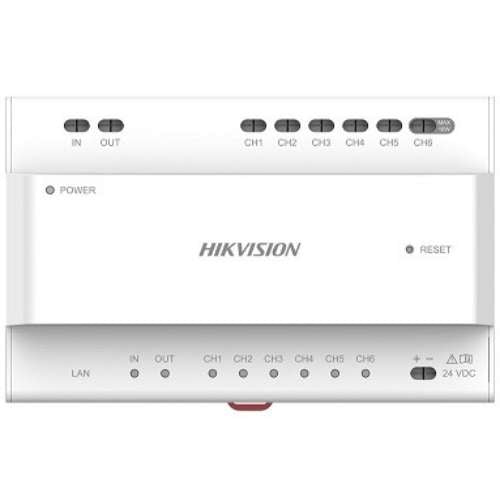 This is the image of a hikvision ds-KAD706-P 2-wire intercom system video/audio power distributor