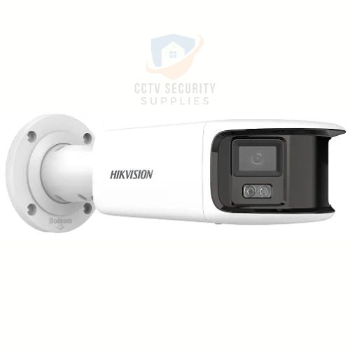 Side image of a Hikvision DS-2CD2T87G2P-LSU/SL 8MP Panoramic ColorVu Strobe Light and Audible Warning Liveguard Bullet Camera