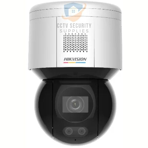 Image of a Hikvision DS-2DE3A400BW-DE(T5) 4MP Pan Tilt ColorVu Camera with White Light, Microphone and Speaker