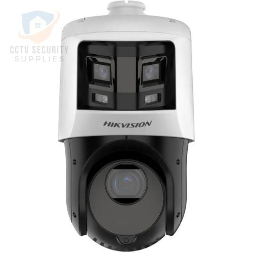 Image of a Hikvision DS-2SE4C425MWG-E/26(F0) TandemVu with Dual 25× PTZ plus 180° Panoramic ColorVu Cameras