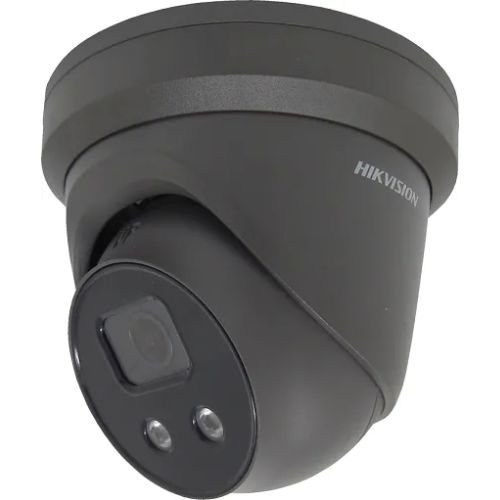 Image of a Hikvision DS-2CD2366G2-IU AcuSense Turret Camera with a 2.8mm Lens, Microphone, and black colour 