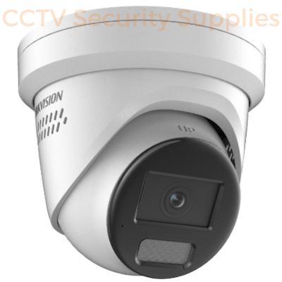 This is a right hand side image of a Hikvision DS-2CD2387G2H-LISU/SL Smart Hybrid (Dual) Lighting 4K ColorVu AcuSense & Liveguard Turret Camera which is white in colour