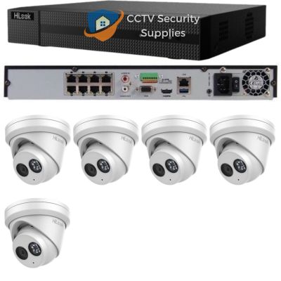 HiLook Camera and 8CH NVR package with 5 x IPC-T261-MU turret cameras