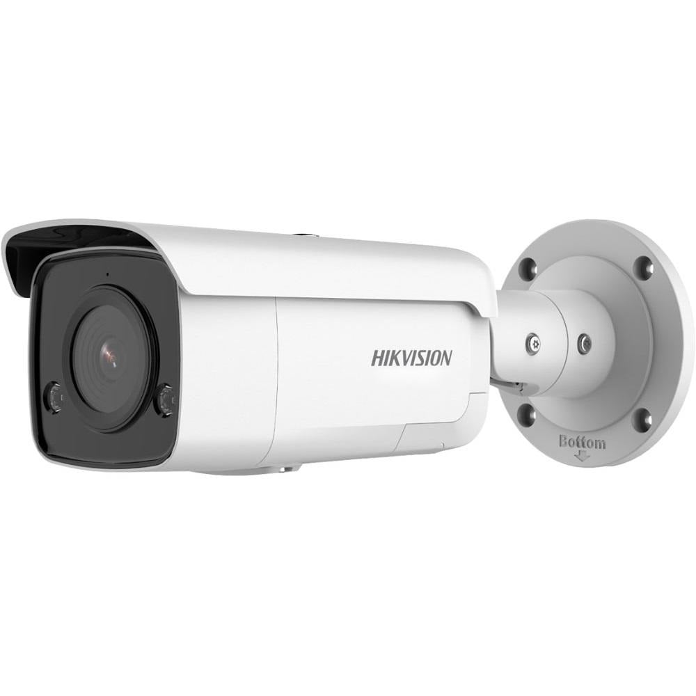 This is an image of The Hikvision DS-2CD2T86G2-ISU/SL Liveguard Bullet Camera w/ Audio and Strobe Light Deterrents